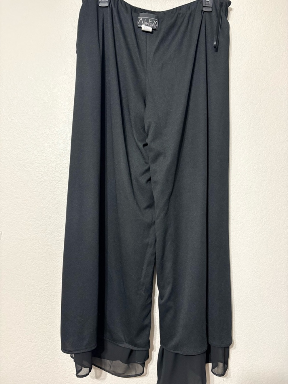 Alex Evenings Black Chiffon Sheer Wide-Leg Overlay Pull On Flowy Dressy Pants M - Picture 13 of 13